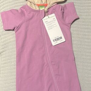 Peekaboo Beans Lavender Kids shortsie (shorts onesie) with Hood